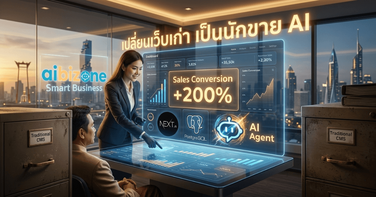 การเปรียบเทียบเทคโนโลยีเว็บไซต์ยุคเก่าและยุคใหม่ Modern Stack สำหรับธุรกิจ AI Transformation โดย aibizone
